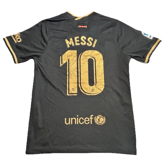Nike FC Barcelona Messi #10 Black Gold Away Jersey 2020 Dri-Fit Mens Large
